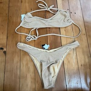 Princess Polly gold bikini set never worn size 8